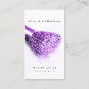 Trendy Ultra Violet Purple Silver Makeup Artist Business Card