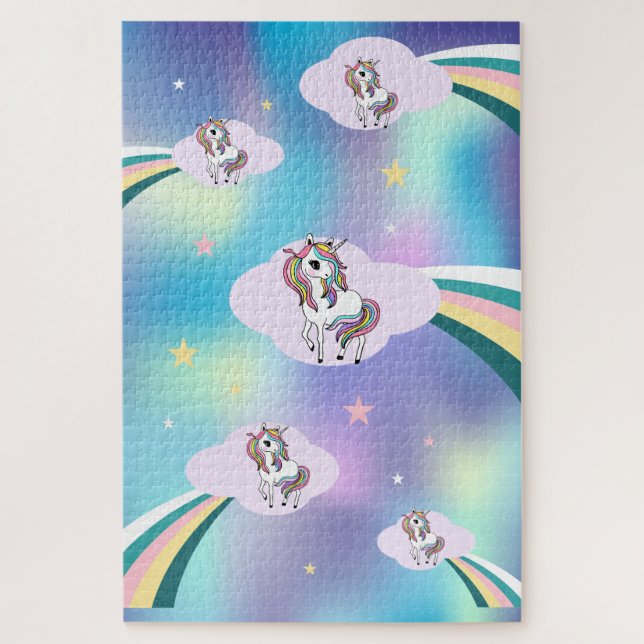 Trendy  Unicorns Rainbow Jigsaw Puzzle (Vertical)