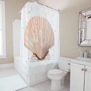 Trendy Unique Beach Scallop Seashell Art Shower Curtain