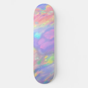 Trendy Unique colorful faux holographic opal Skateboard