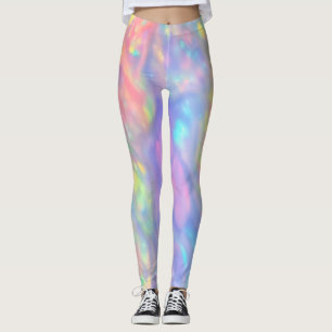 Trendy Unique colourful faux holographic opal Leggings