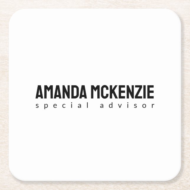 Trendy Unique Creative Minimalist Design Square Paper Coaster (Front)