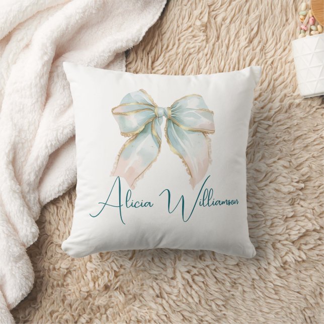 Trendy unique Cute green Personalized   Cushion (Blanket)