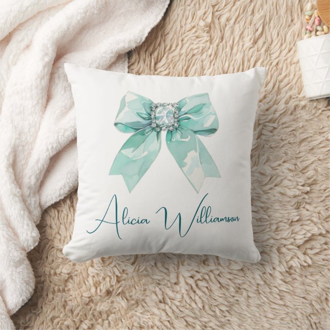 Trendy unique Cute green Personalized   Cushion (Blanket)