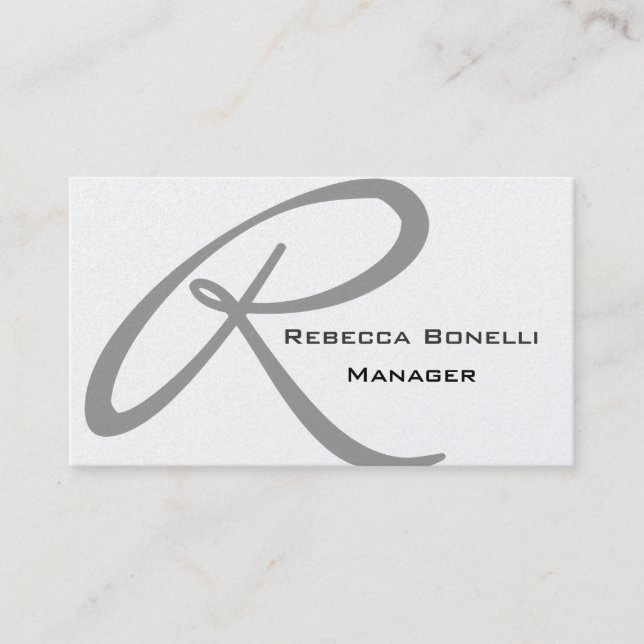 Trendy Unique Grey Monogram Business Card (Front)