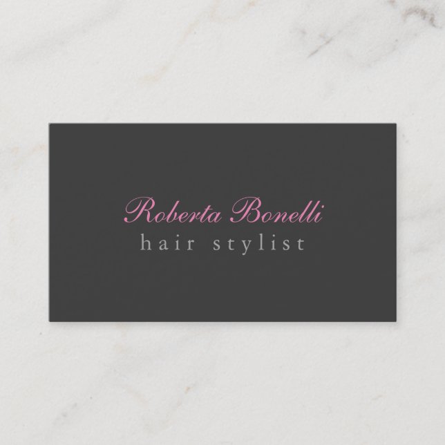 Trendy Unique Grey Pink Hair Stylist Modern Business Card (Front)