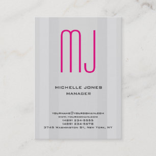Trendy unique grey pink professional monogram business card