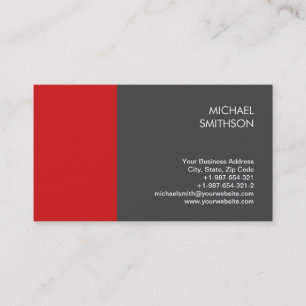 Trendy Unique Modern Grey Red Business Card