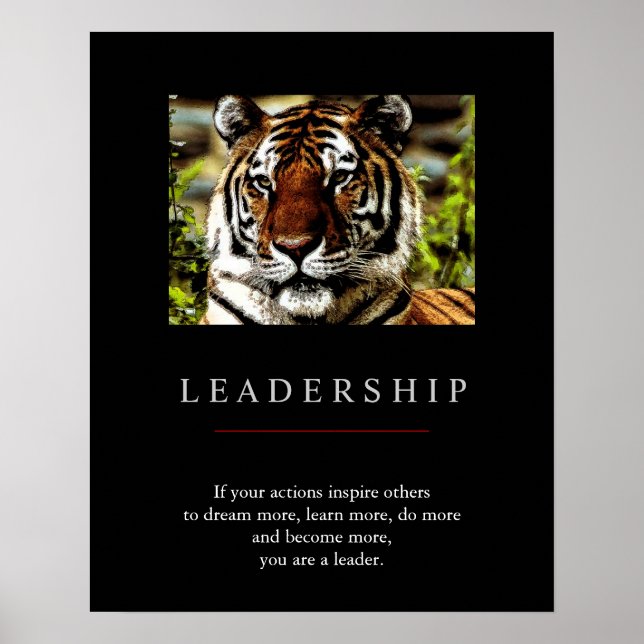 Trendy Unique Motivational Leadership Tiger Poster (Front)