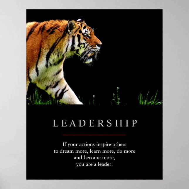 Trendy Unique Motivational Leadership Tiger Poster (Front)
