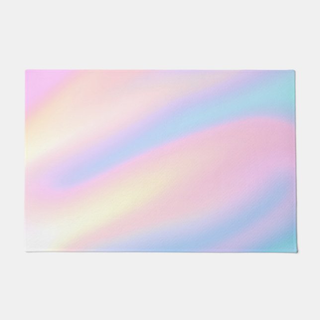 Trendy Unique pastel Pink Blue abstract waves Doormat (Front)