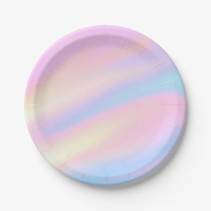Trendy Unique pastel Pink Blue abstract waves Paper Plate