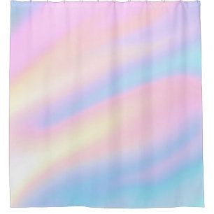 Trendy Unique pastel Pink Blue abstract waves Shower Curtain