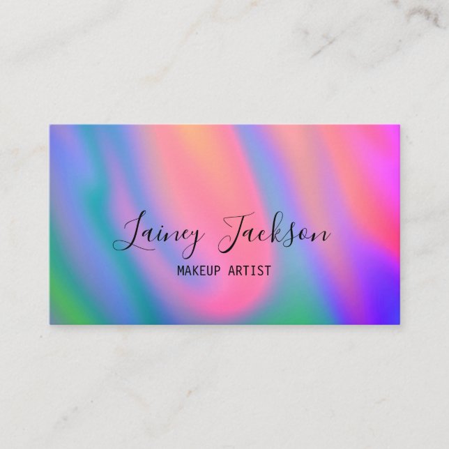 Trendy Unique Pink Blue green abstract waves Business Card (Front)