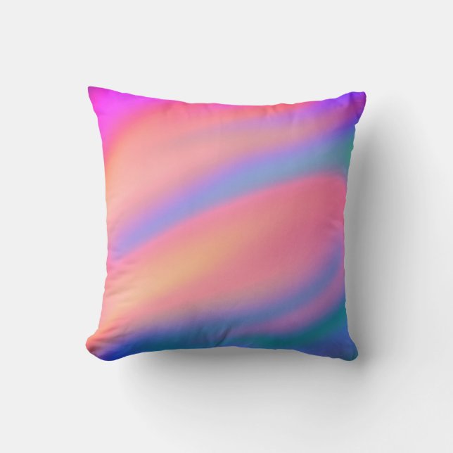 Trendy Unique Pink Blue green abstract waves  Cushion (Front)
