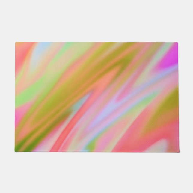 Trendy Unique Pink Blue green abstract waves  Doormat (Front)