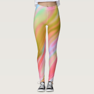 Trendy Unique Pink Blue green abstract waves  Leggings