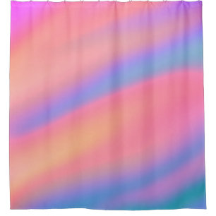 Trendy Unique Pink Blue green abstract waves  Shower Curtain