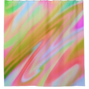 Trendy Unique Pink Blue green abstract waves  Shower Curtain