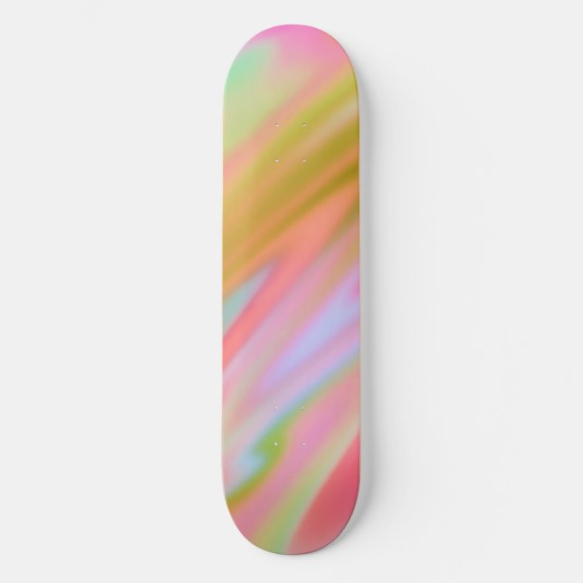 Trendy Unique Pink Blue green abstract waves  Skateboard (Front)