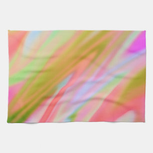Trendy Unique Pink Blue green abstract waves  Tea Towel