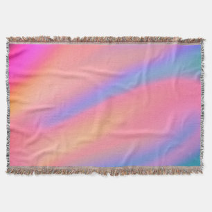 Trendy Unique Pink Blue green abstract waves Throw Blanket