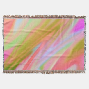 Trendy Unique Pink Blue green abstract waves Throw Blanket