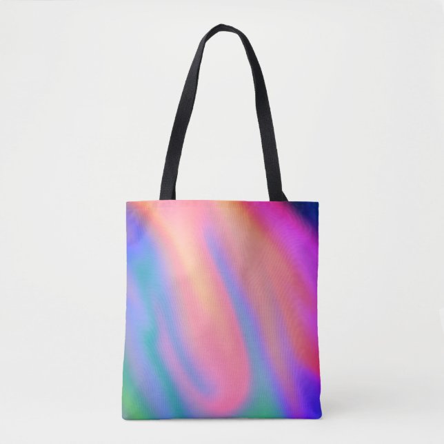 Trendy Unique Pink Blue green abstract waves Tote Bag (Front)