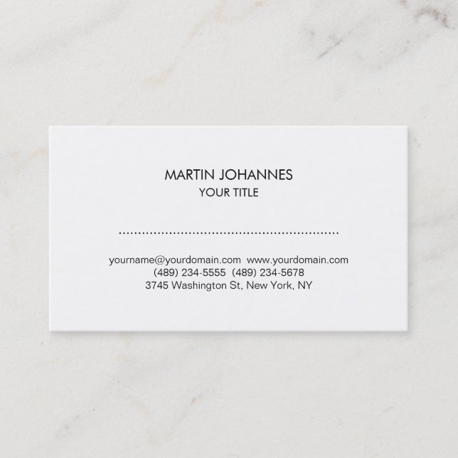 Trendy Unique Plain Black White Business Card (Front)