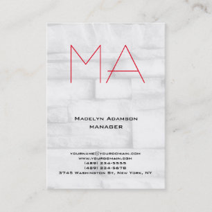 Trendy unique professional grey wall red monogram business card