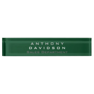 Trendy Up Forest Green Minimalist Business Nameplate