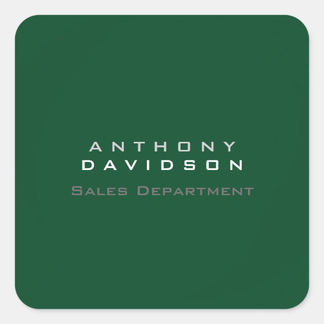 Trendy Up Forest Green Minimalist Business Square Sticker (Front)