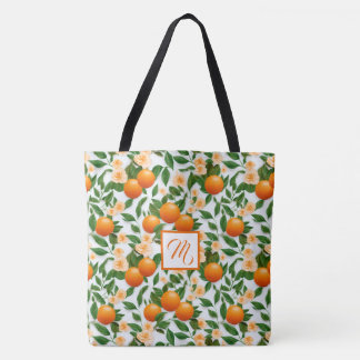 Trendy Valencia Orange Monogrammed Tote Bag