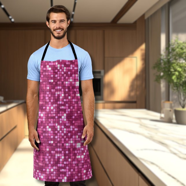 Trendy Valentine Hot Pink Disco Style Square Apron (Creator Uploaded)