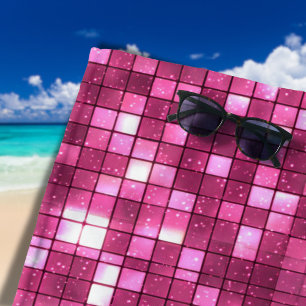 Trendy Valentine Hot Pink Disco Style Square Beach Towel