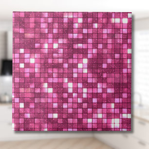 Trendy Valentine Hot Pink Disco Style Square Ceramic Tile