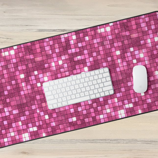 Trendy Valentine Hot Pink Disco Style Square Desk Mat (Creator Uploaded)
