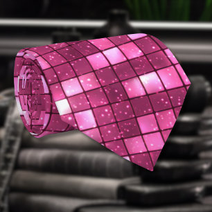 Trendy Valentine Hot Pink Disco Style Square Tie