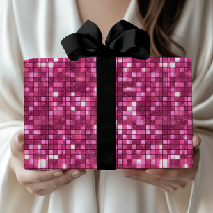 Trendy Valentine Hot Pink Disco Style Square Wrapping Paper