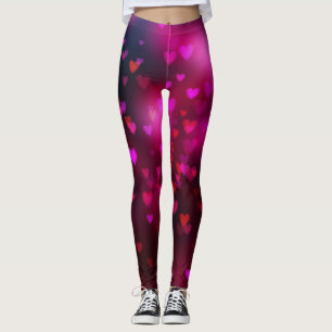 Trendy Valentine's Day Bokeh Hearts Leggings