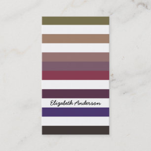 Trendy Variegated Purple and White Stripes Pattern Business Card