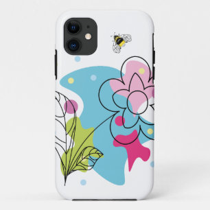 Trendy vector pattern of a summer flower in spots iPhone 11 case