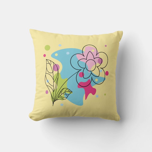 Trendy vector pattern of a summer flower in spots cushion (Front)