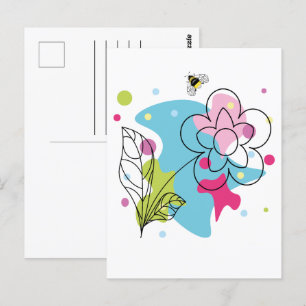 Trendy vector pattern of a summer flower in spots postcard