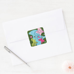 Trendy vector pattern of a summer flower in spots square sticker