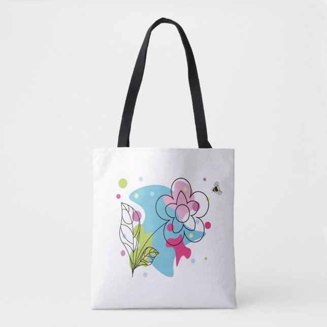 Trendy vector pattern of a summer flower in spots tote bag (Front)