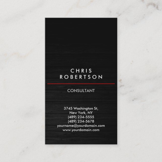 Trendy Vertical Grey Wood Pattern Business Card (Front)