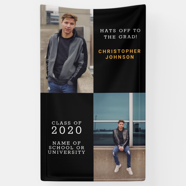 Trendy Vertical Photo Collage Graduation Banner (Vertical)