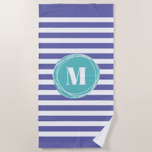 Trendy Very Peri Striped Monogram Beach Towel