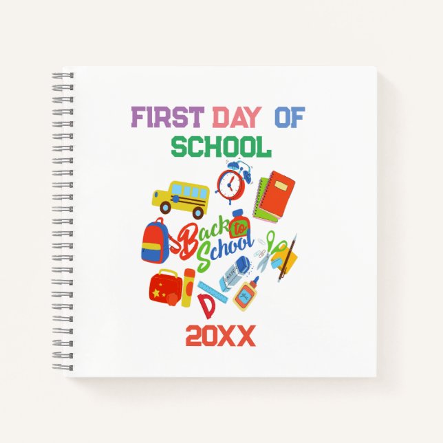 trendy vibrant Customisable Back to School Pattern Notebook (Front)